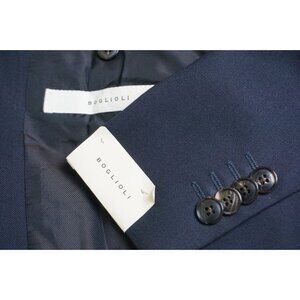 Boglioli Dark Blue Solid Wool Sport Coat Jacket Sz 46R Brand New